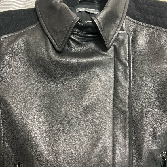 Vince Women's Black Leather and Wool Jacket - Picture 3 of 6